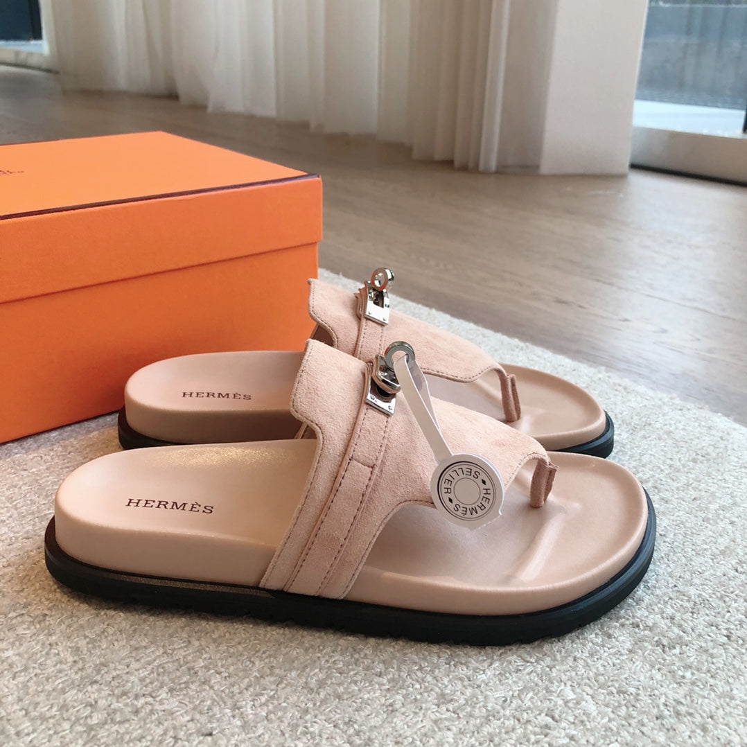 Empire Sandal Peach Lambskin Suede Goatskin