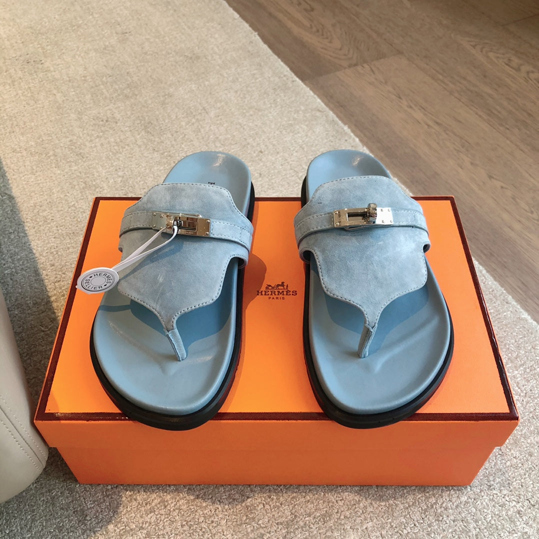 Empire Sandal Baby Blue Lambskin Suede Goatskin
