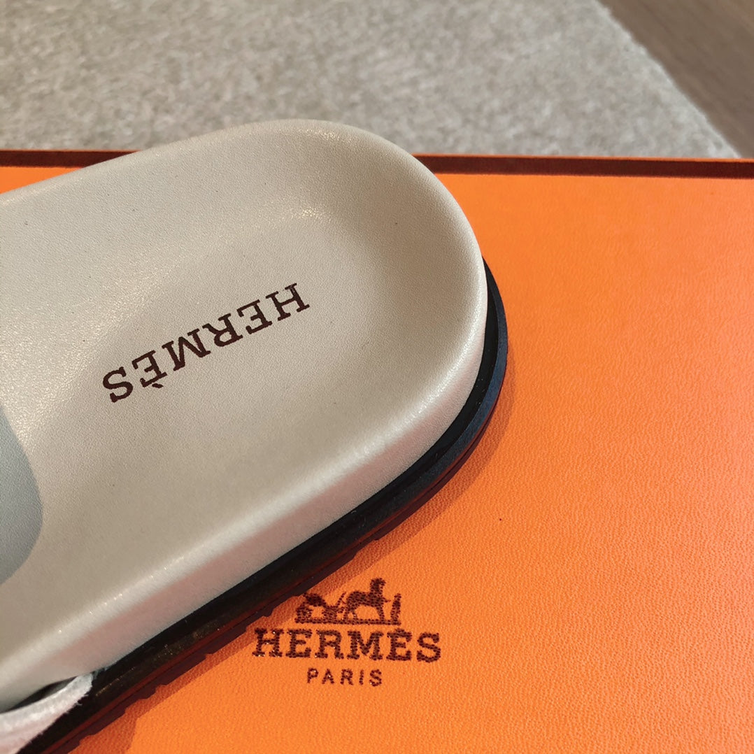 Empire Sandal Ivory Lambskin Suede Goatskin