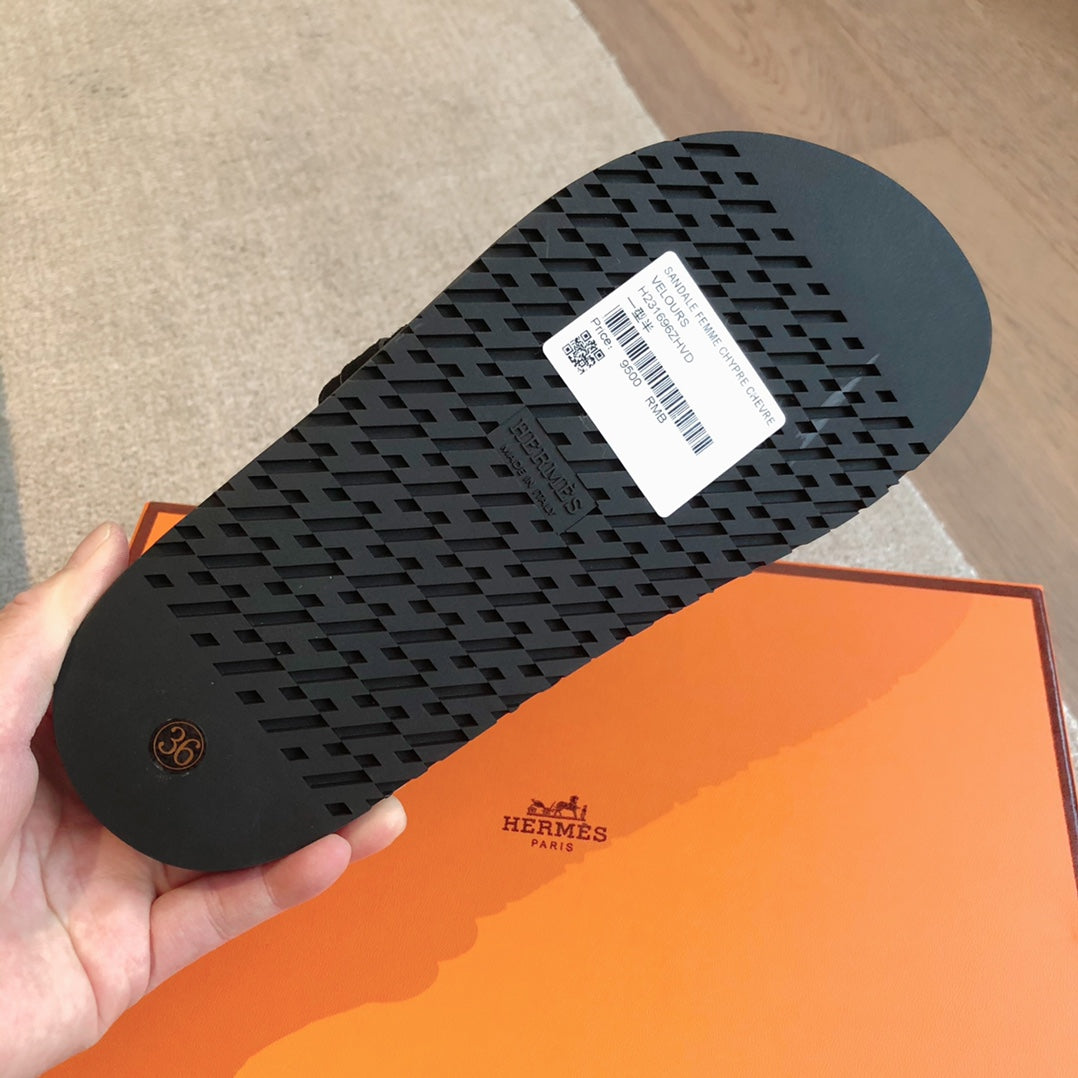 Empire Sandal Brown Lambskin Suede Goatskin