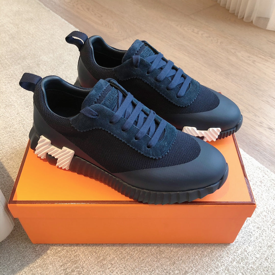 HM Men's 25 Bouncing Sneaker Navy Blue Mesh Cowhide 639254