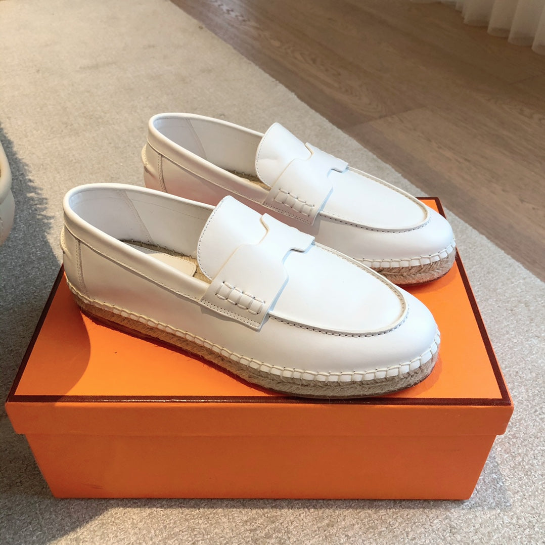 HM Trip Espadrille White Calfskin