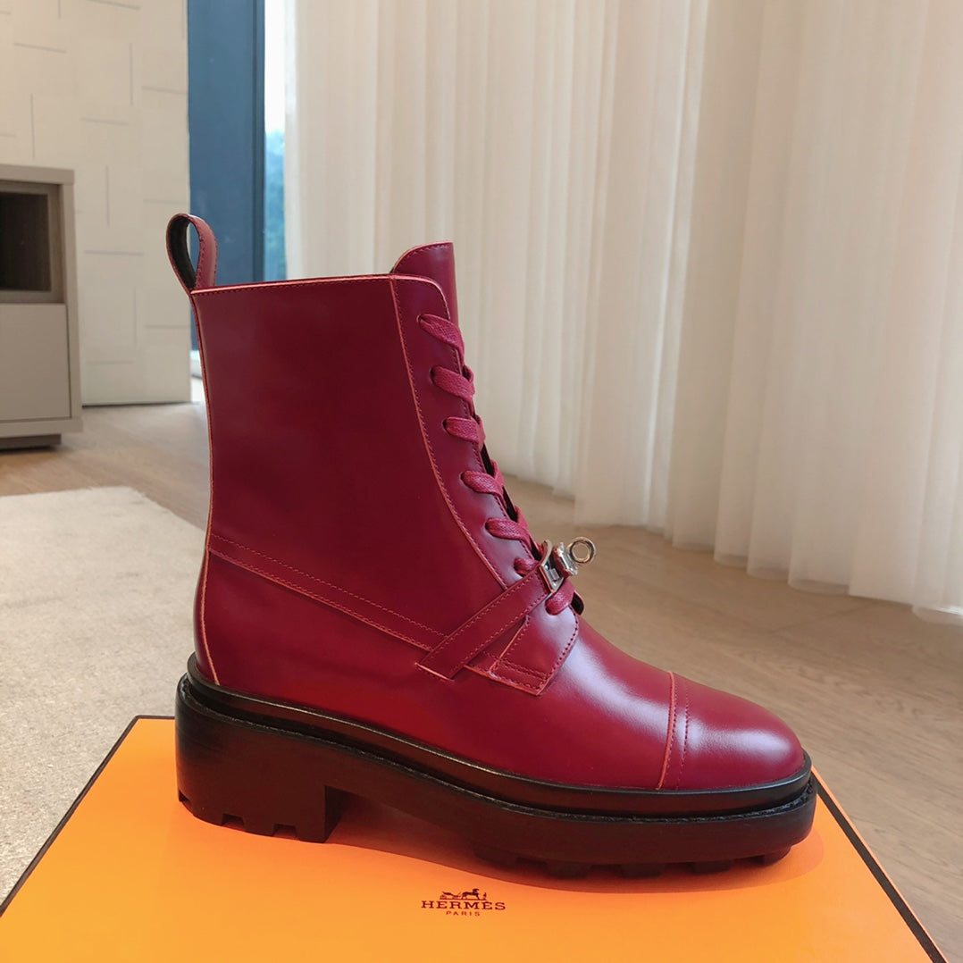 HM Funk Ankle Boot Dark Red Calfskin