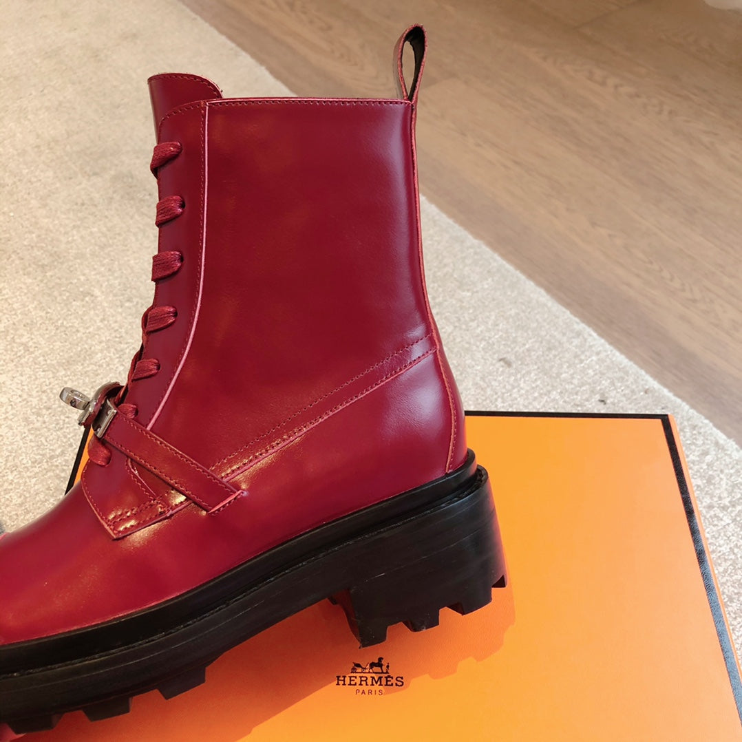 HM Funk Ankle Boot Dark Red Calfskin