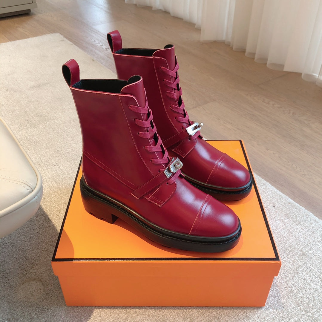 HM Funk Ankle Boot Dark Red Calfskin