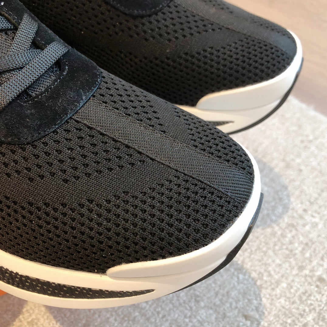 HM Heros Sneaker In Black Mix White Calfskin And Mesh Fabric  970870