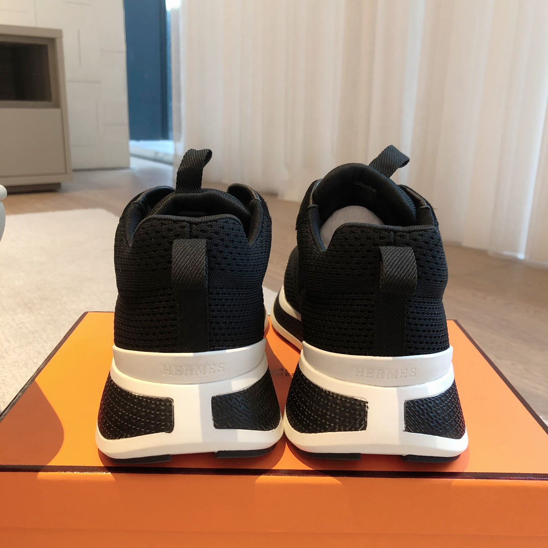 HM Heros Sneaker In Black Mix White Calfskin And Mesh Fabric  970870