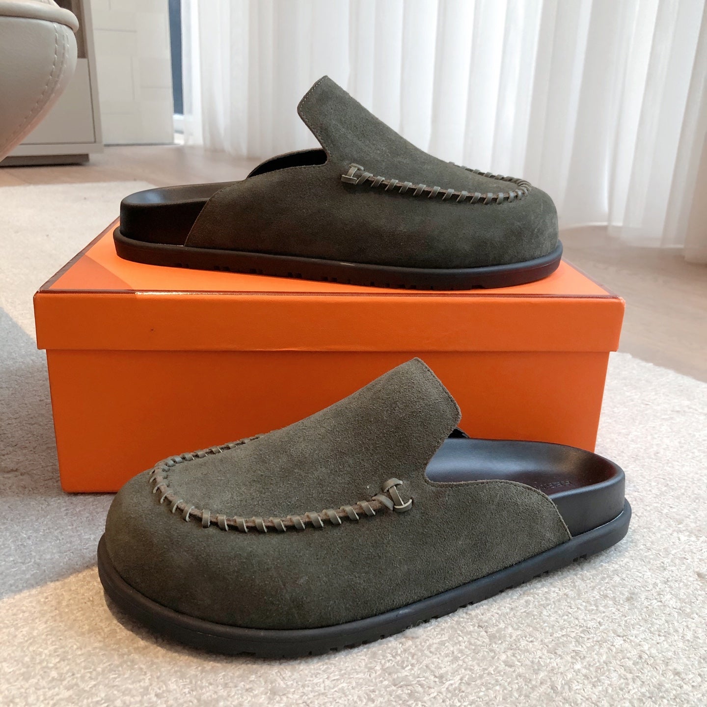 HM Men's 25 Johan Mule Dark Green Suede 582075