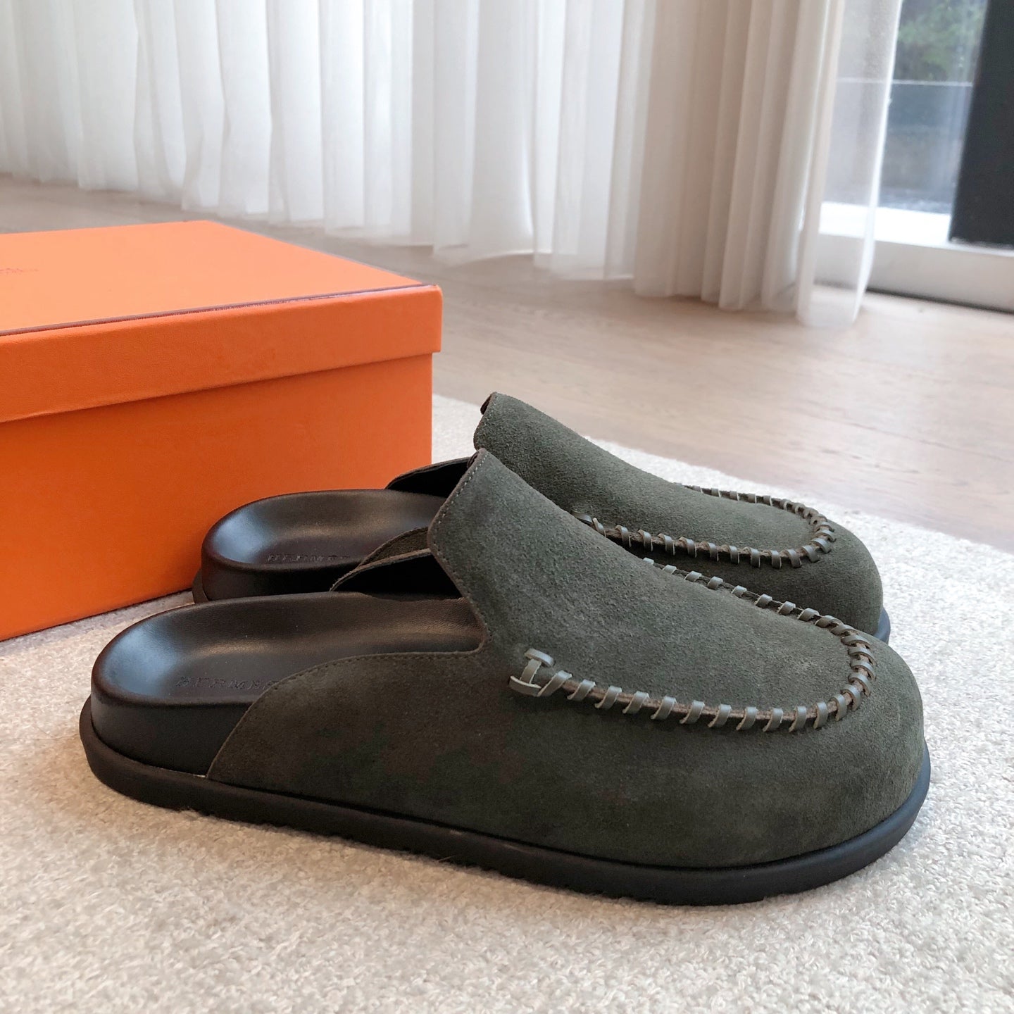 HM Men's 25 Johan Mule Dark Green Suede 582075