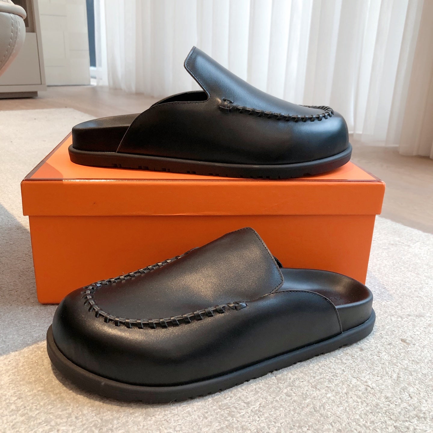 HM Men's 25 Johan Mule Black Sheepskin 582082