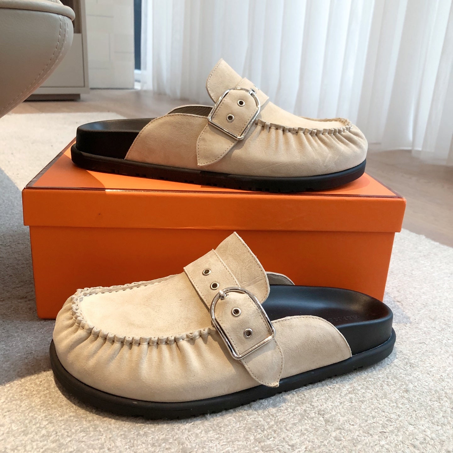 HM Men's 25 Key Mule Light Beige Suede 582063