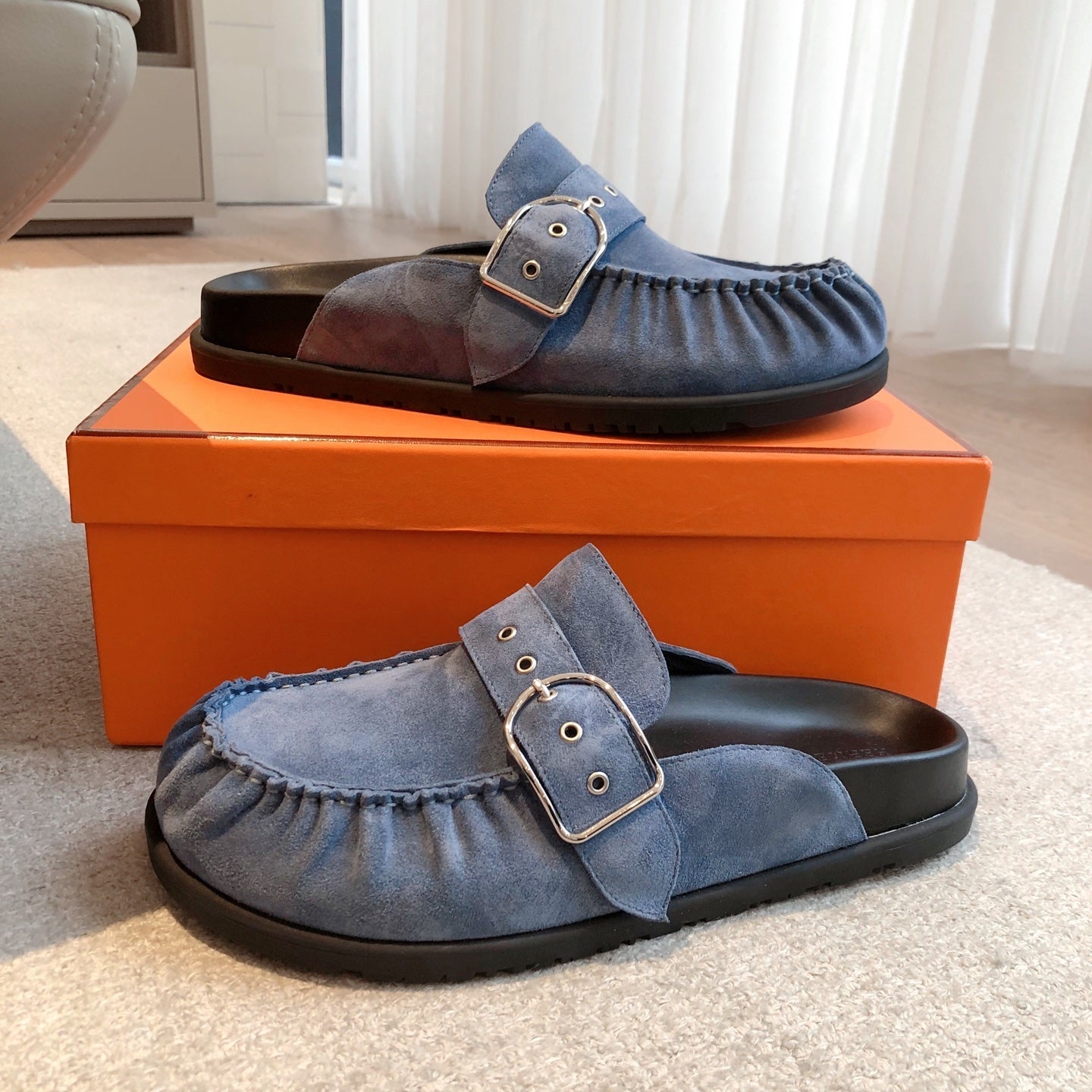 HM Men's 25 Key Mule Blue Suede 582064