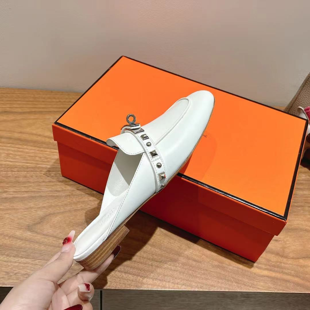 HM OZ Mule 25 White Calfskin