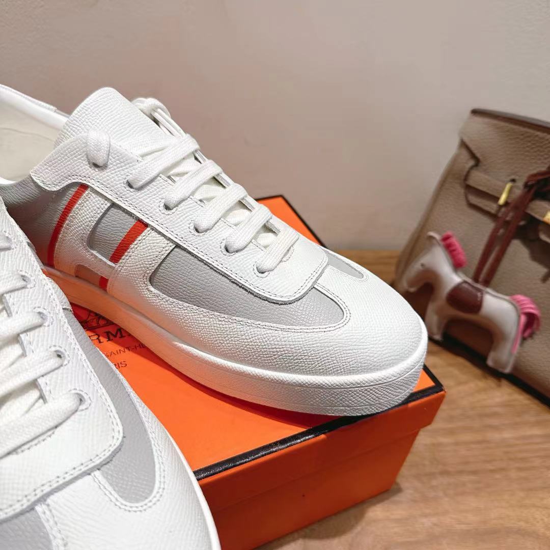 HM 25 Boomerang Sneaker Grey White Red Calfskin