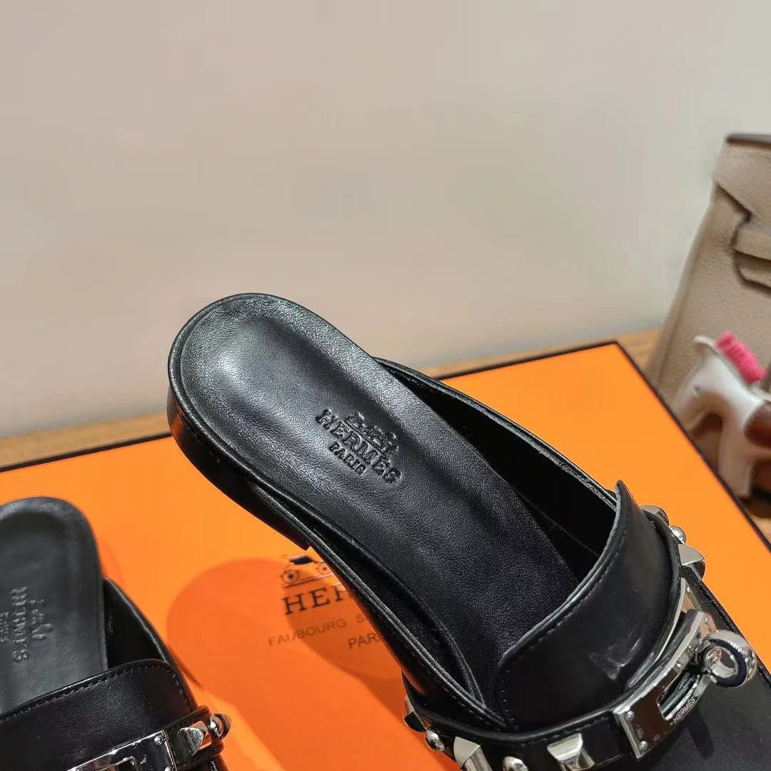 HM OZ Mule 25 Black Calfskin