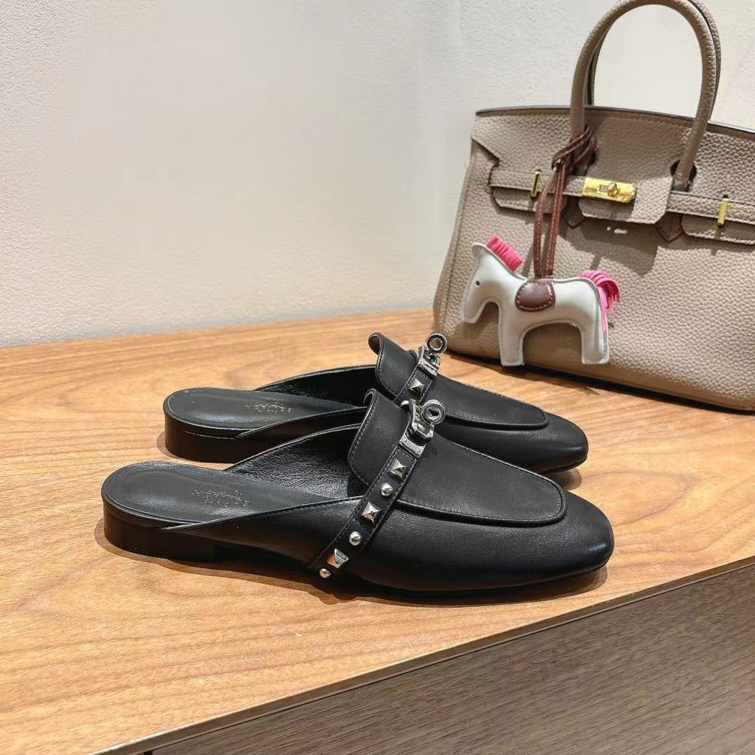 HM OZ Mule 25 Black Calfskin