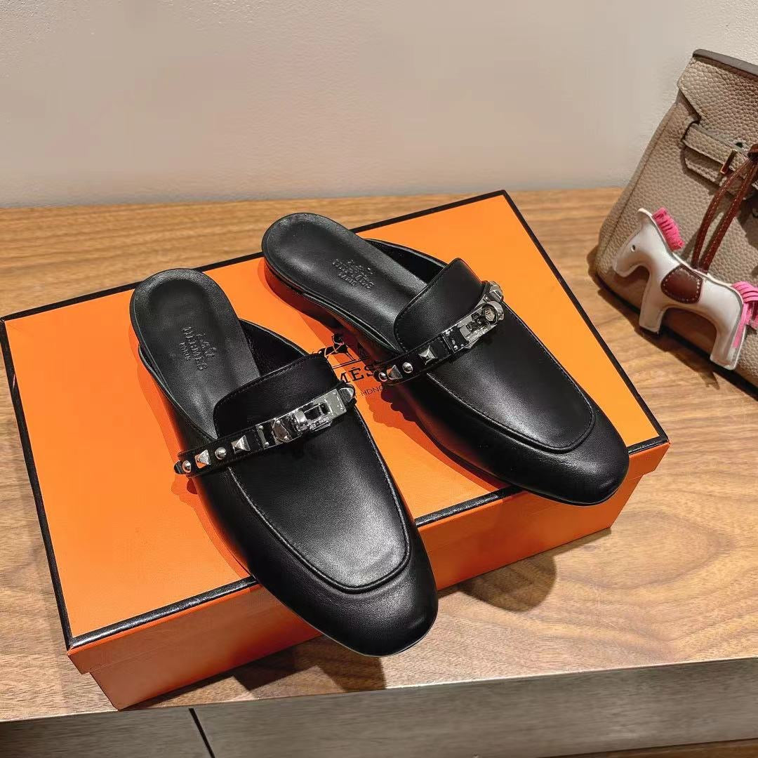 HM OZ Mule 25 Black Calfskin