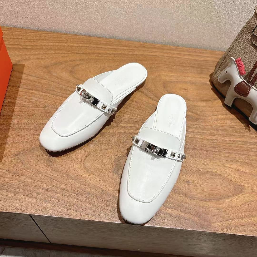 HM OZ Mule 25 White Calfskin