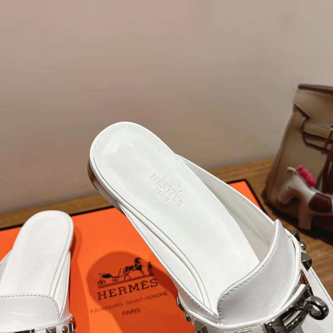 HM OZ Mule 25 White Calfskin