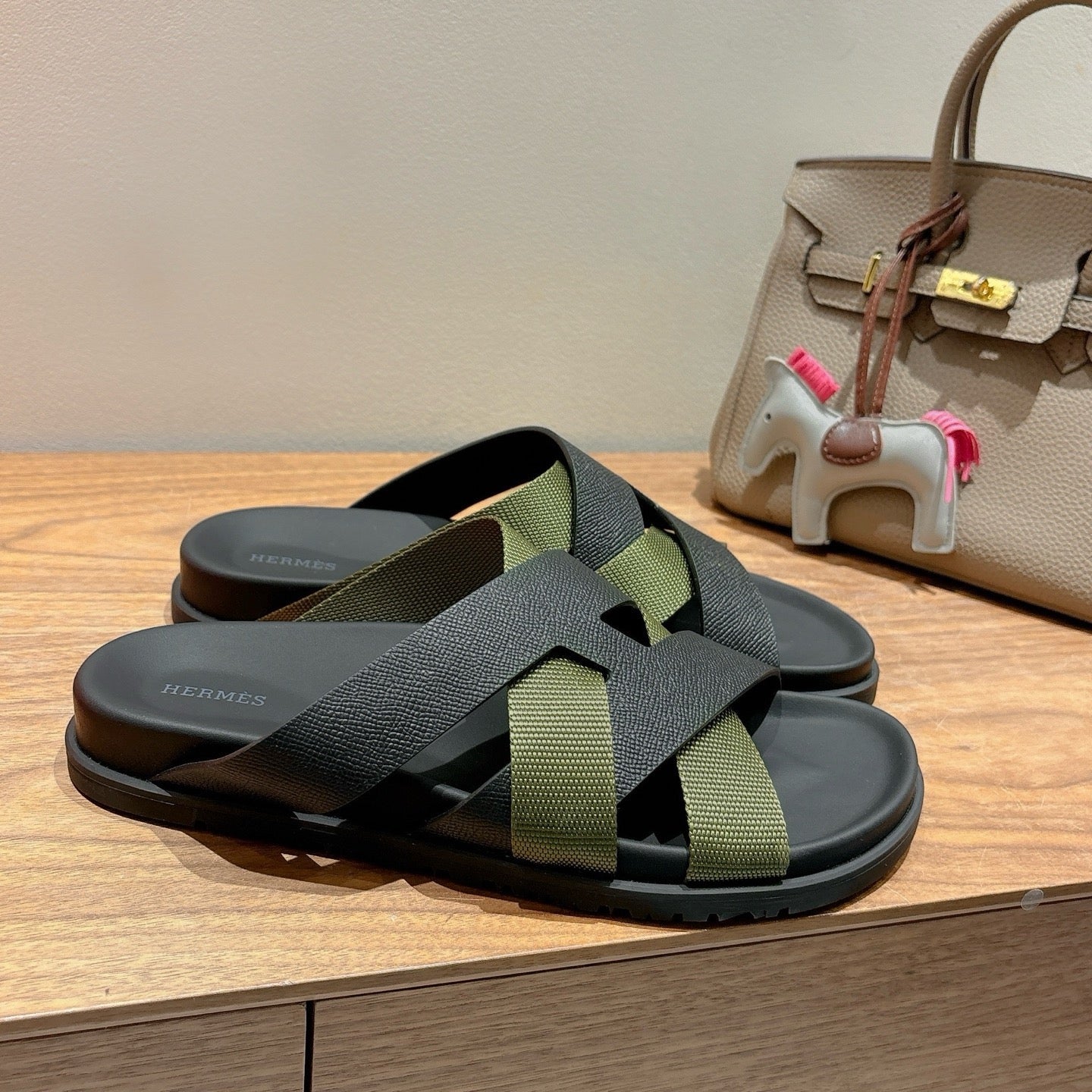 HM 25 Kazimir Sandal Black Calfskin Canvas