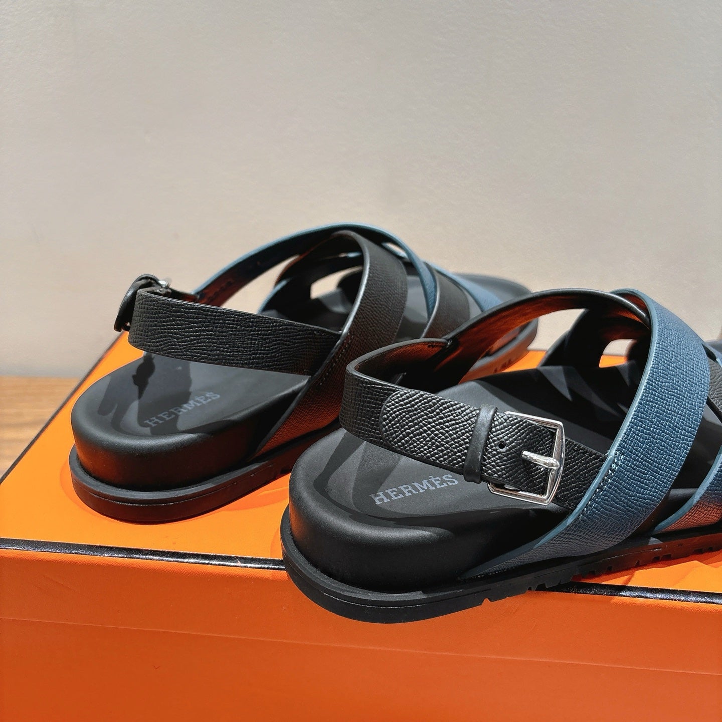 HM 25 Heracles Sandal Black Dark Blue Epsom Leather