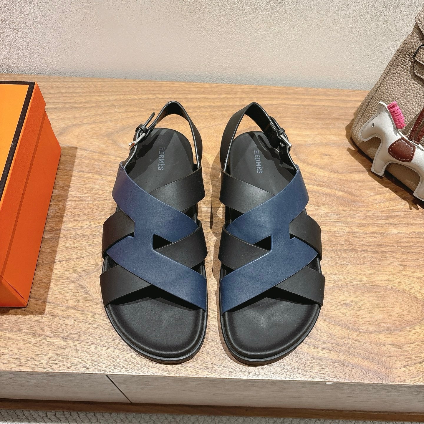 HM 25 Heracles Sandal Black Dark Blue Calfskin