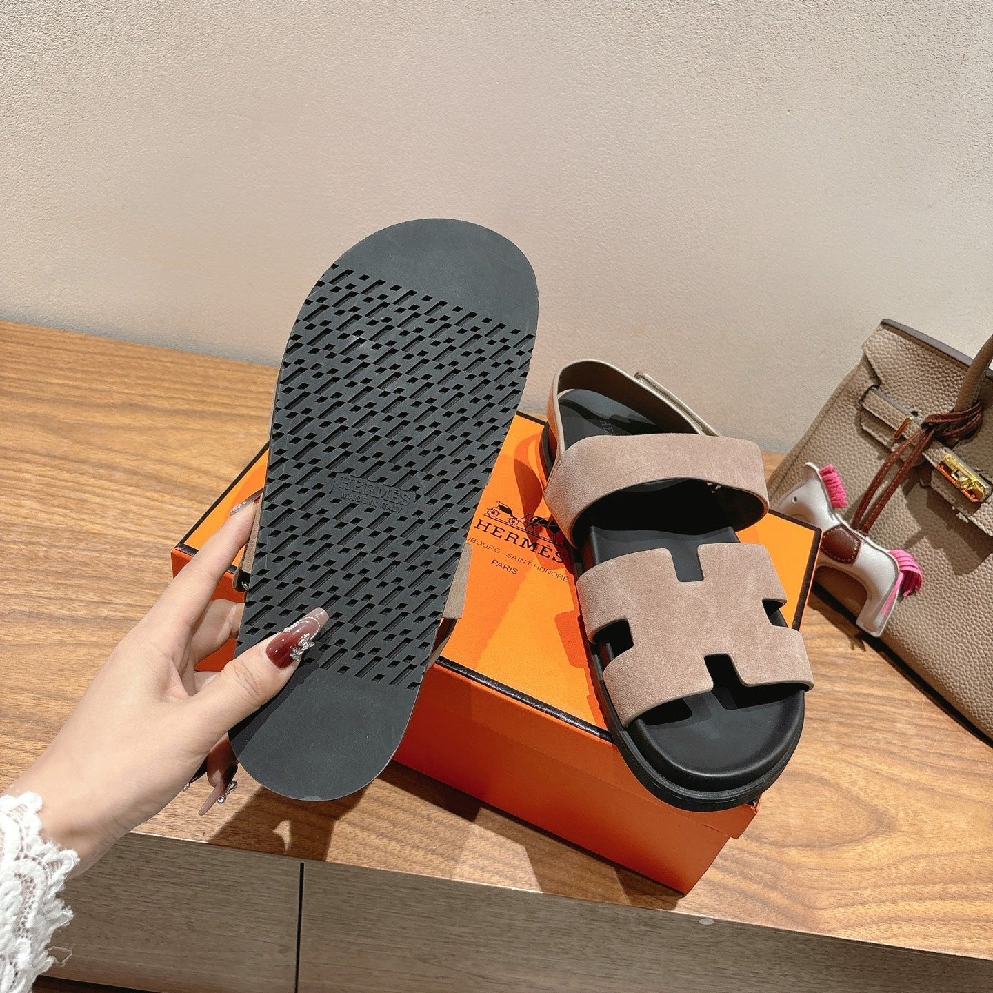 HM Men's 25 Genius Sandals Beige Suede 651346