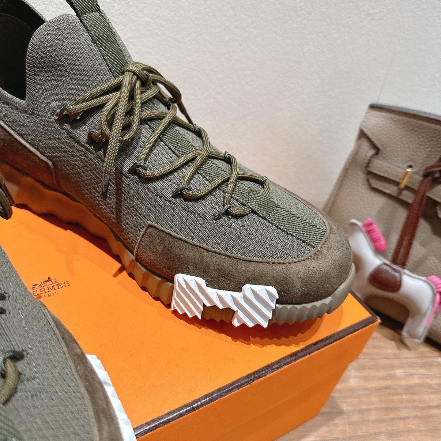 HM Sneakers Slip-On Lift Moss Green Fabrics 329547