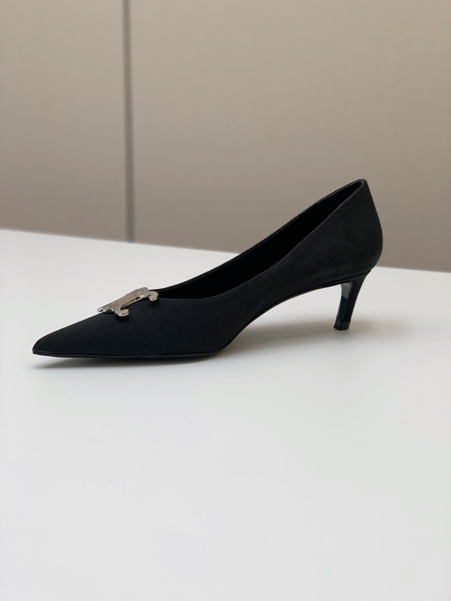 MEDIUM-HEELED 50MM PUMP IN BLACK SUEDE