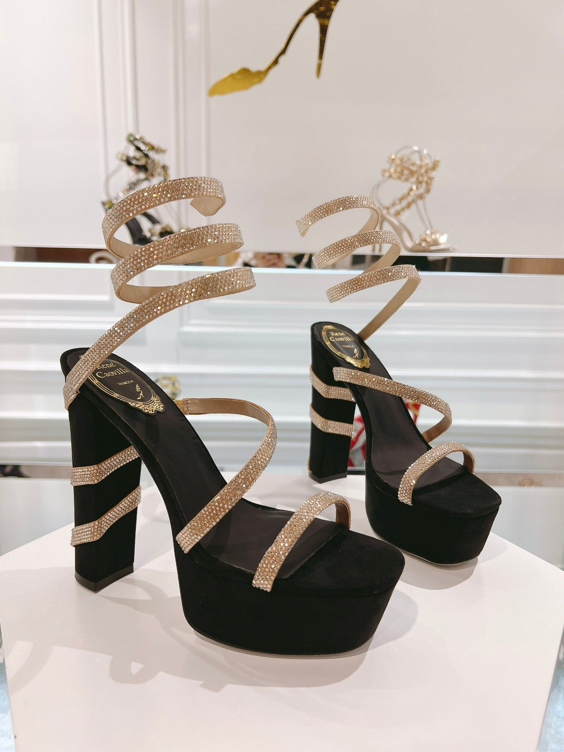 RC 25C Platform Black Gold Imported Velvet Swarovski Crystal 339482