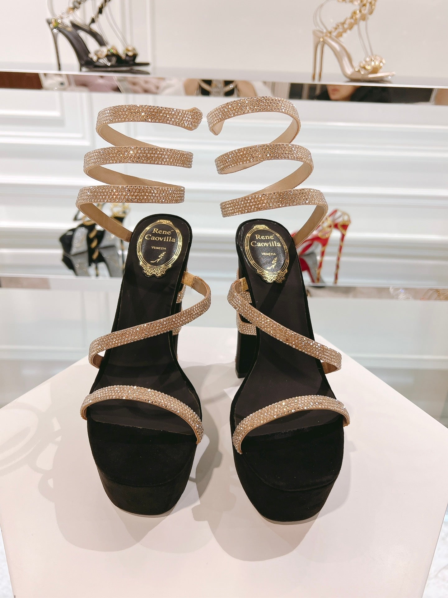 RC 25C Platform Black Gold Imported Velvet Swarovski Crystal 339482