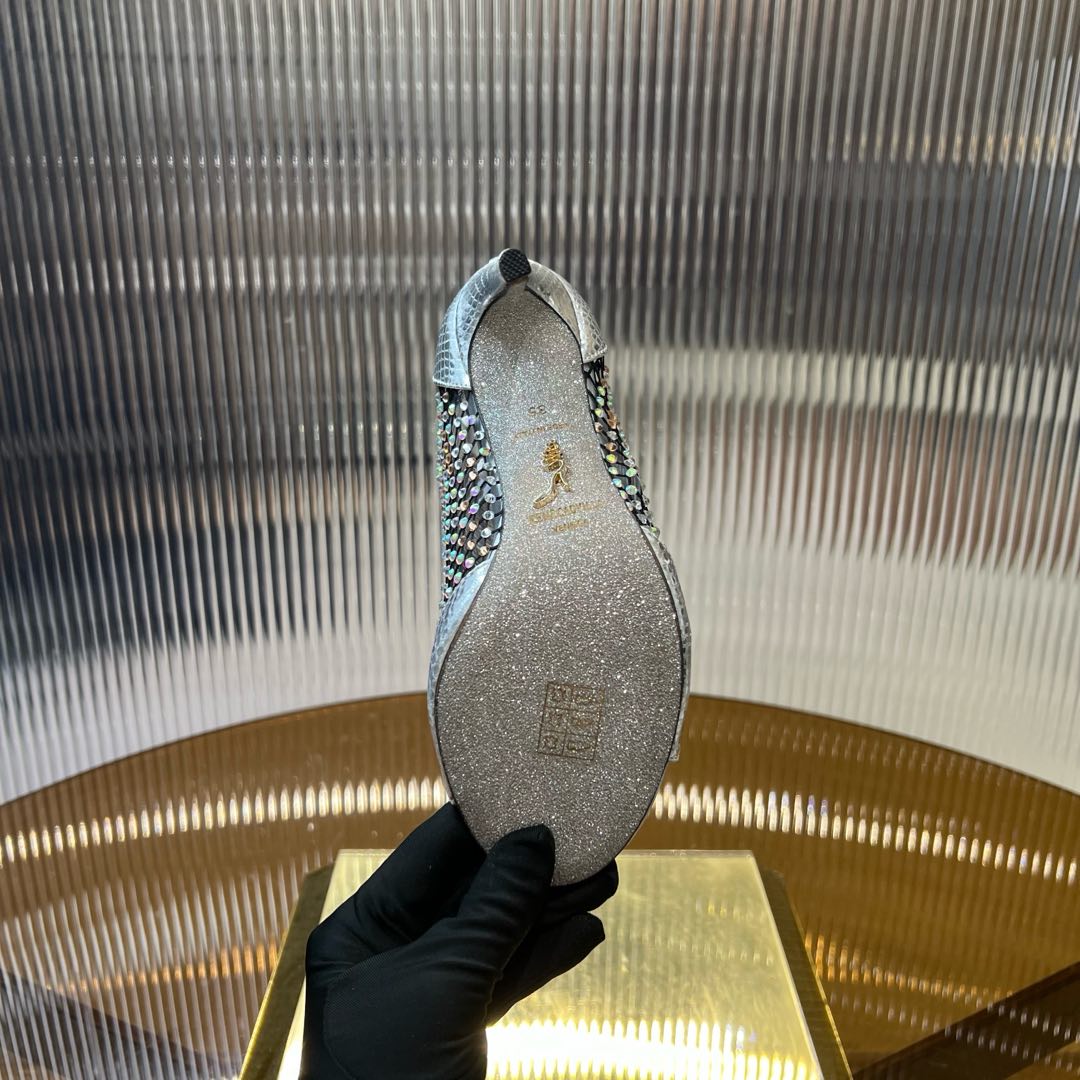 RC 25C High Heel Short Boots Mid-Tube Open-Toe Sandals Grey Sheepskin 174973