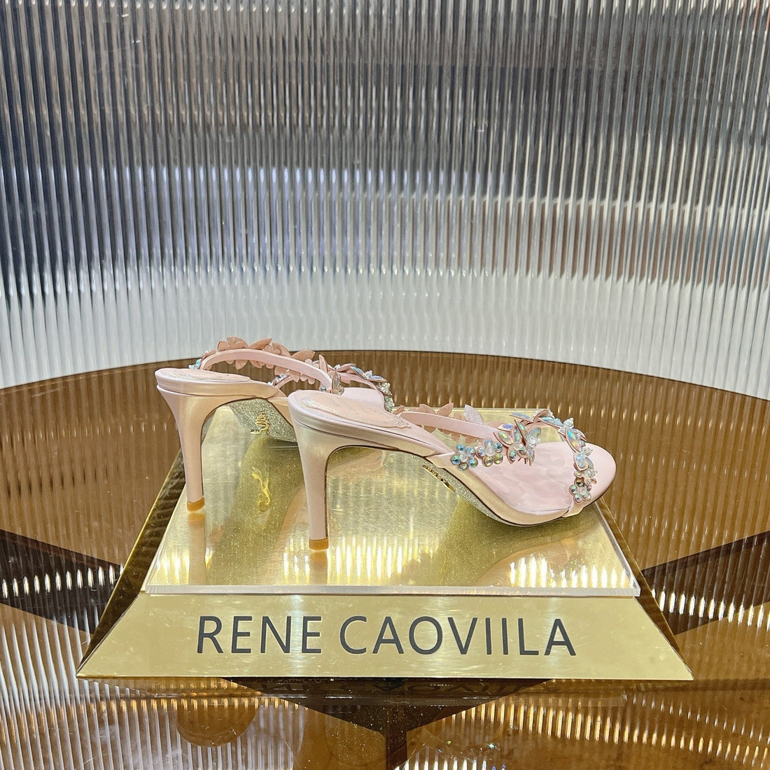 RC 25 Butterfly Flower Thick Heel Sandals Pink Sheepskin 242921