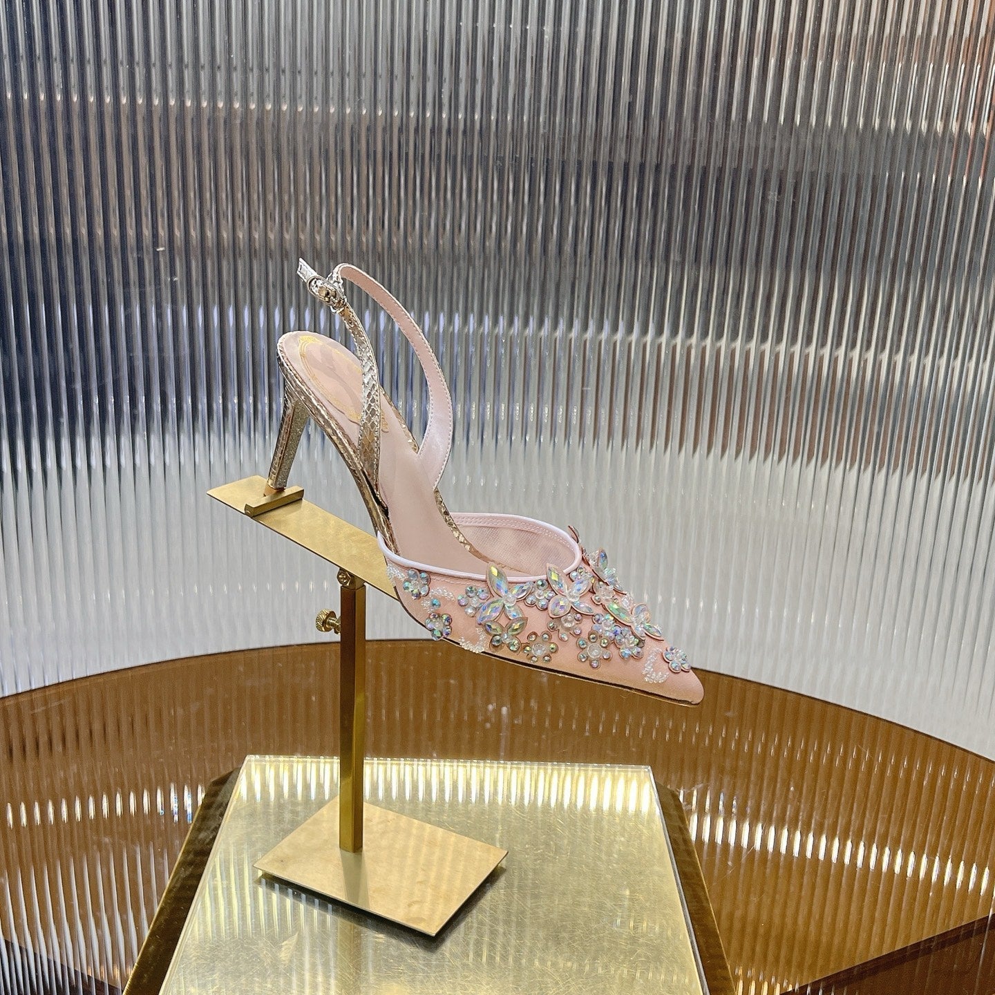 RC 25 Butterfly Flower Thick Heel Pink Sheepskin 242923