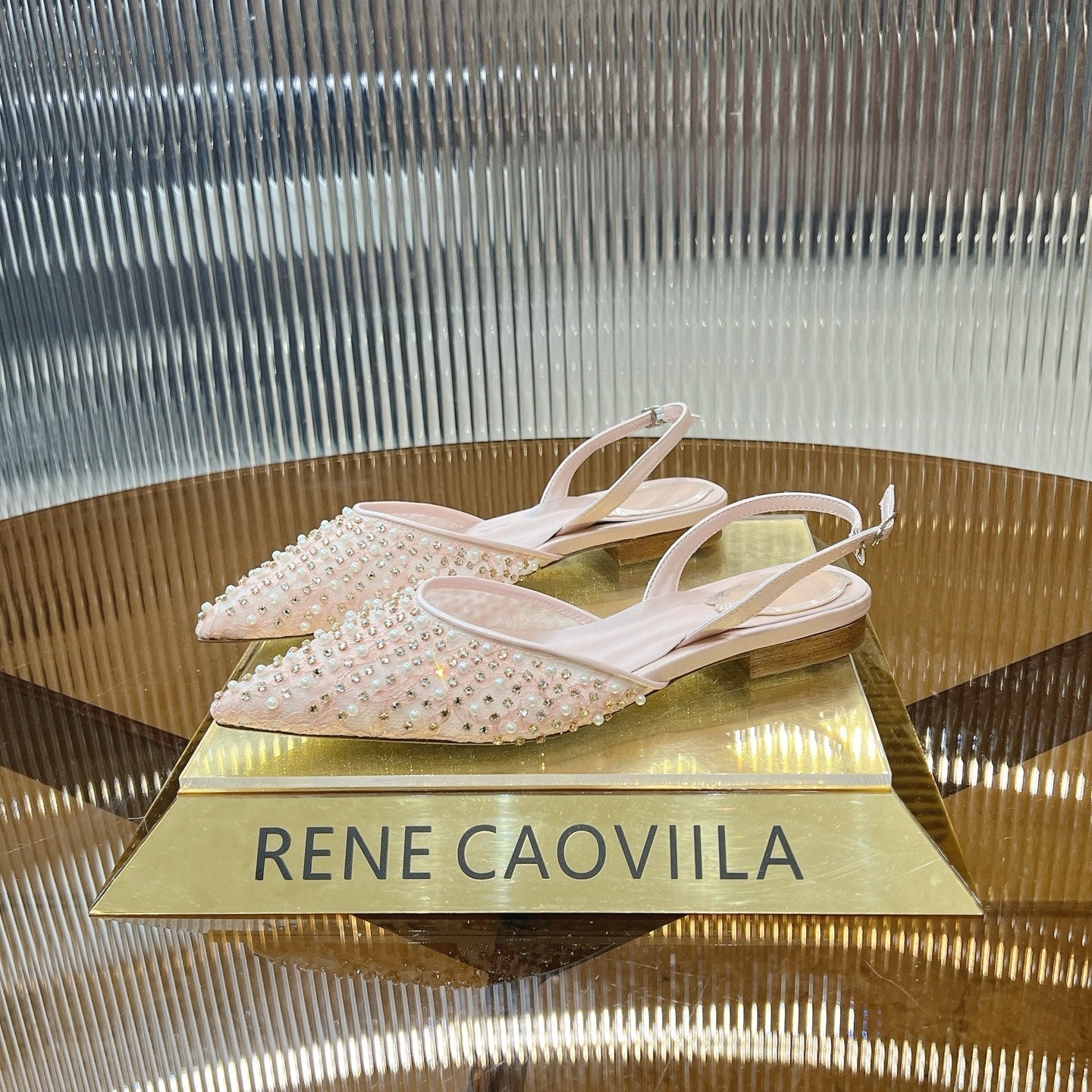 RC Slingback Shoe 1cm Pink  Rhinestone Sheepskin 281984