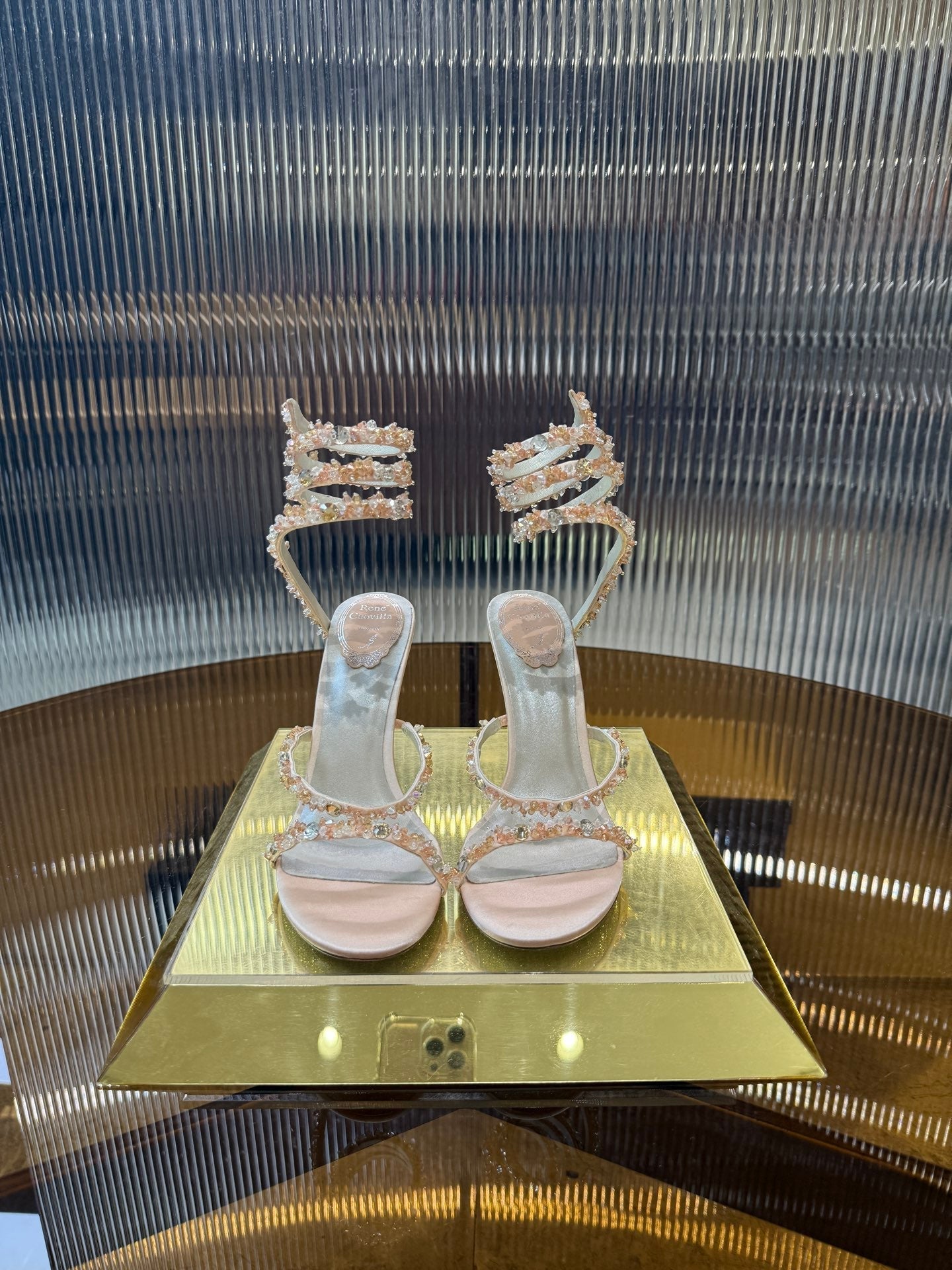 RC 25C Crystal Diamond Sandals Pink Sheepskin Rhinestone 275778