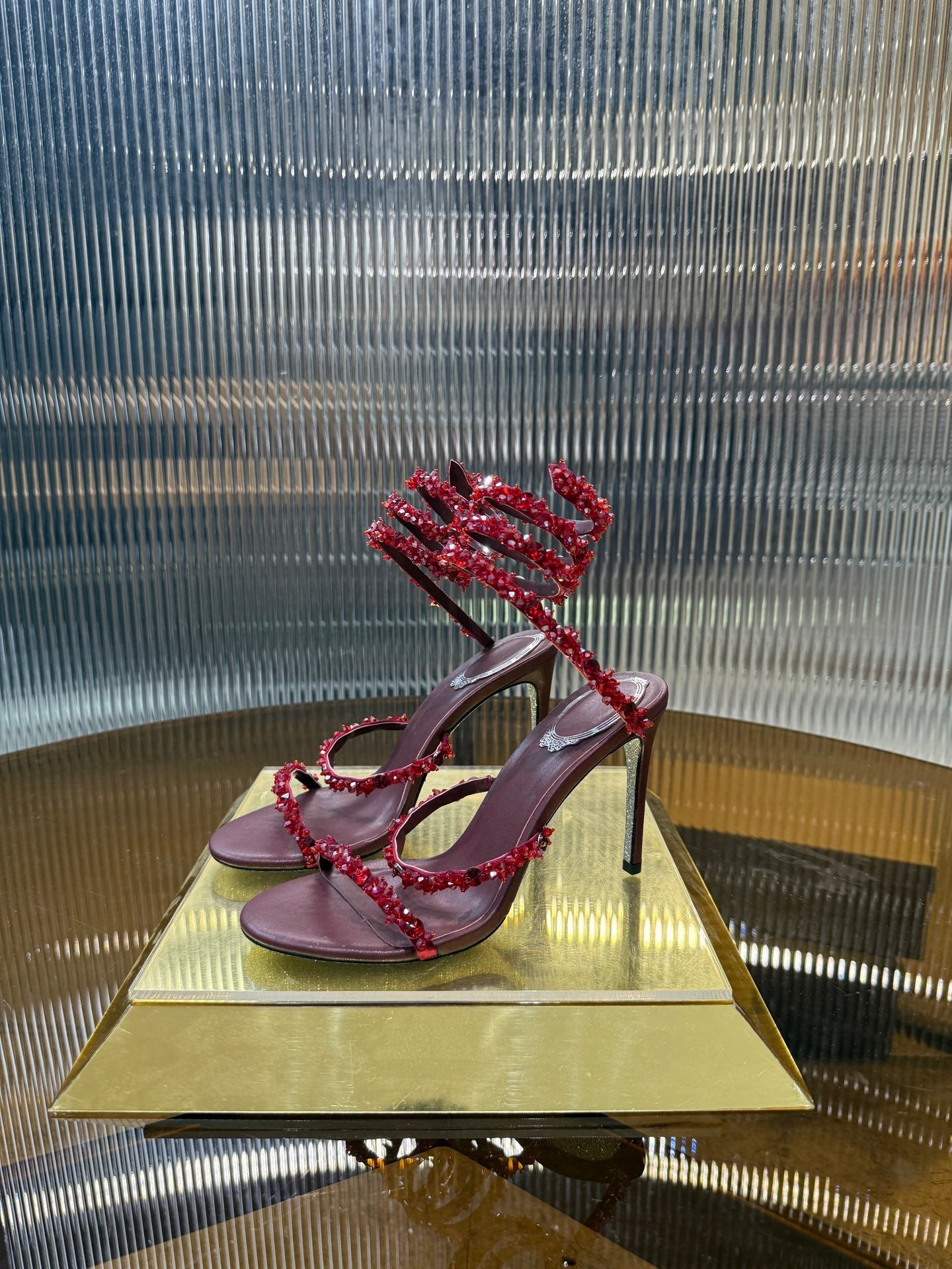 RC 25C Crystal Diamond Sandals Red Sheepskin Rhinestone 275779