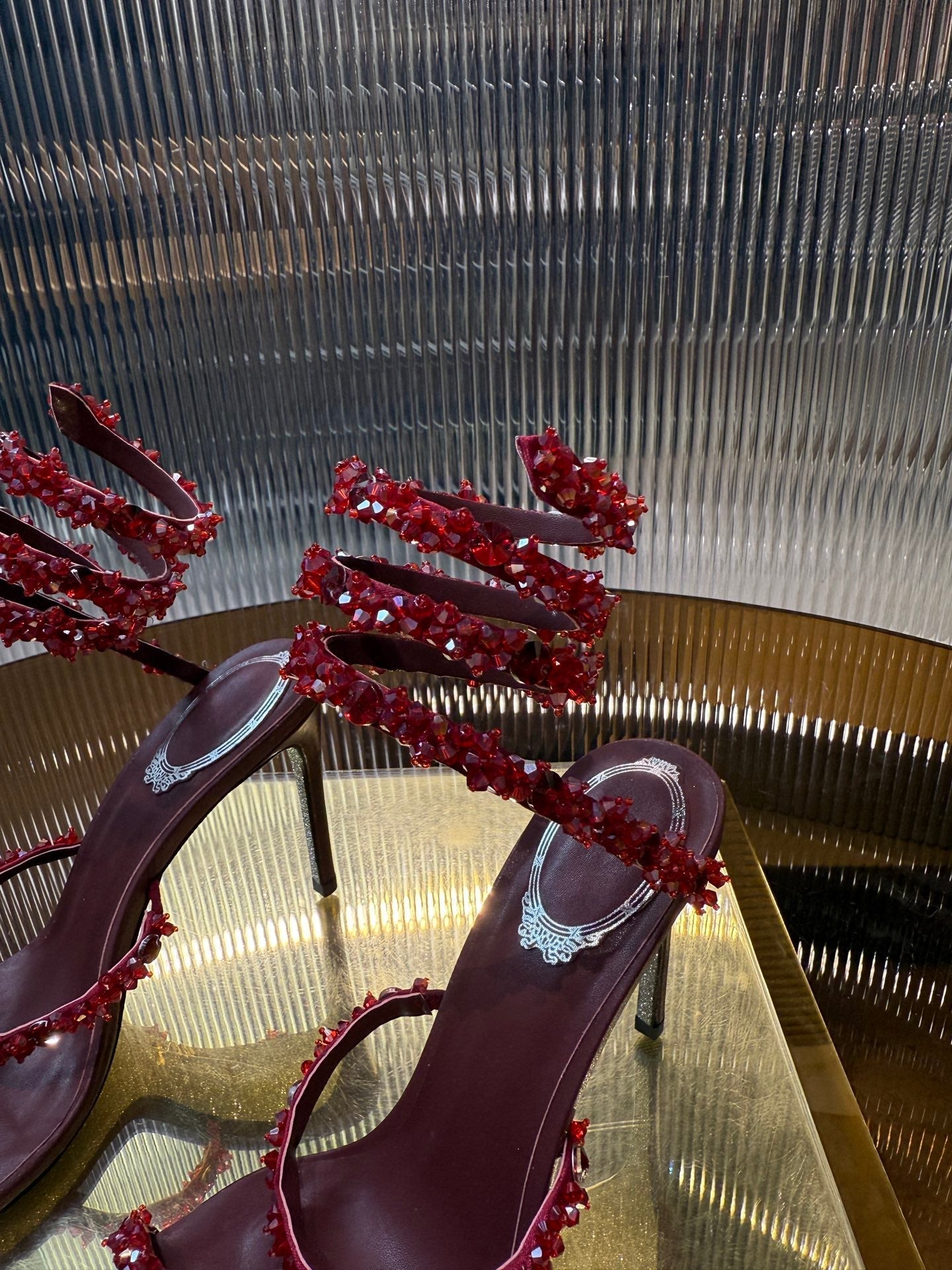 RC 25C Crystal Diamond Sandals Red Sheepskin Rhinestone 275779