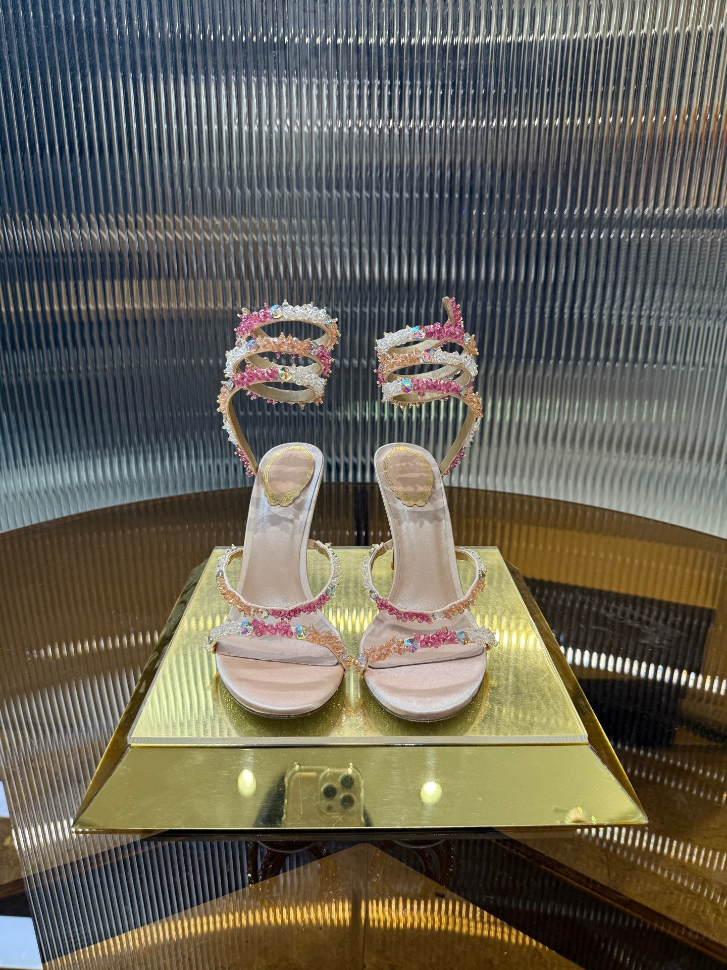 RC 25C Multicolor Diamond Sandals Pink Sheepskin Rhinestone 275781