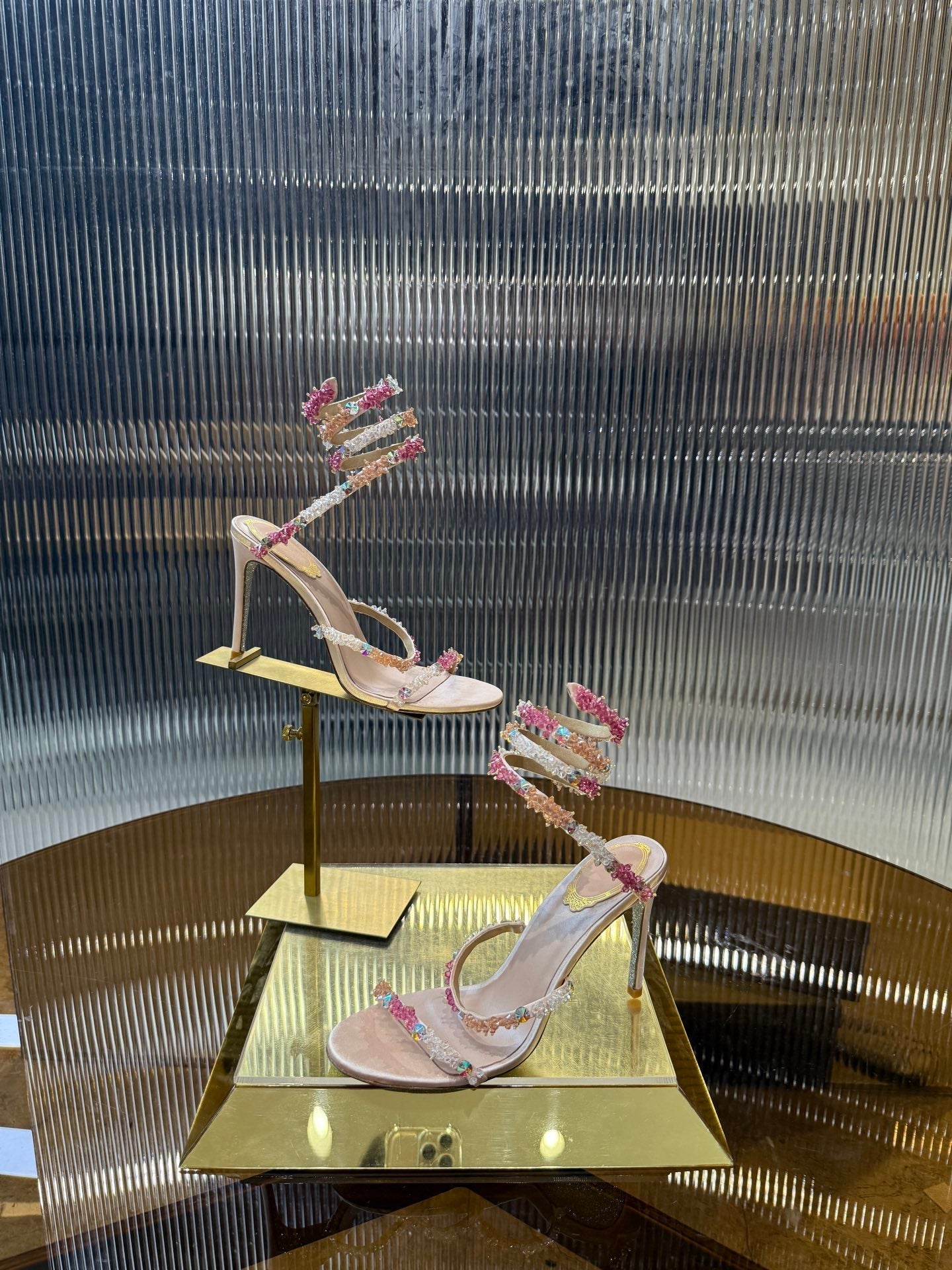 RC 25C Multicolor Diamond Sandals Pink Sheepskin Rhinestone 275781