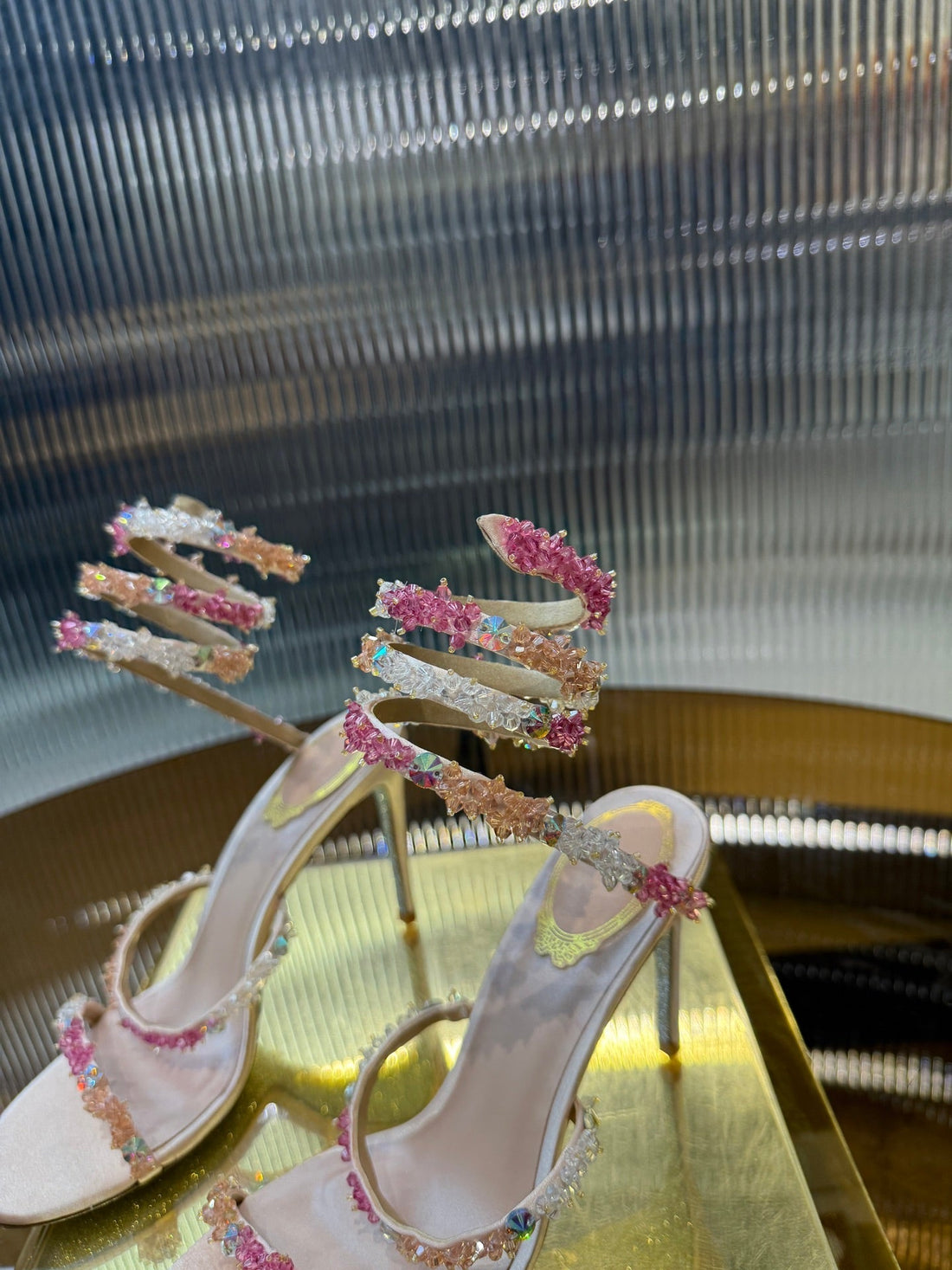 RC 25C Multicolor Diamond Sandals Pink Sheepskin Rhinestone 275781