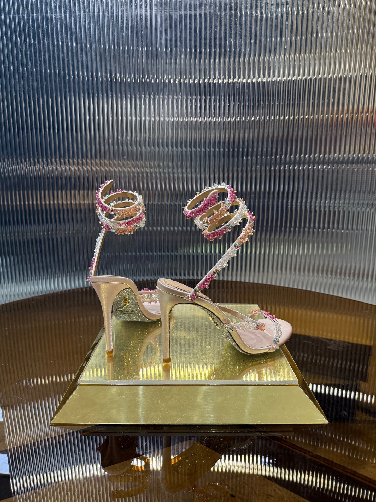 RC 25C Multicolor Diamond Sandals Pink Sheepskin Rhinestone 275781