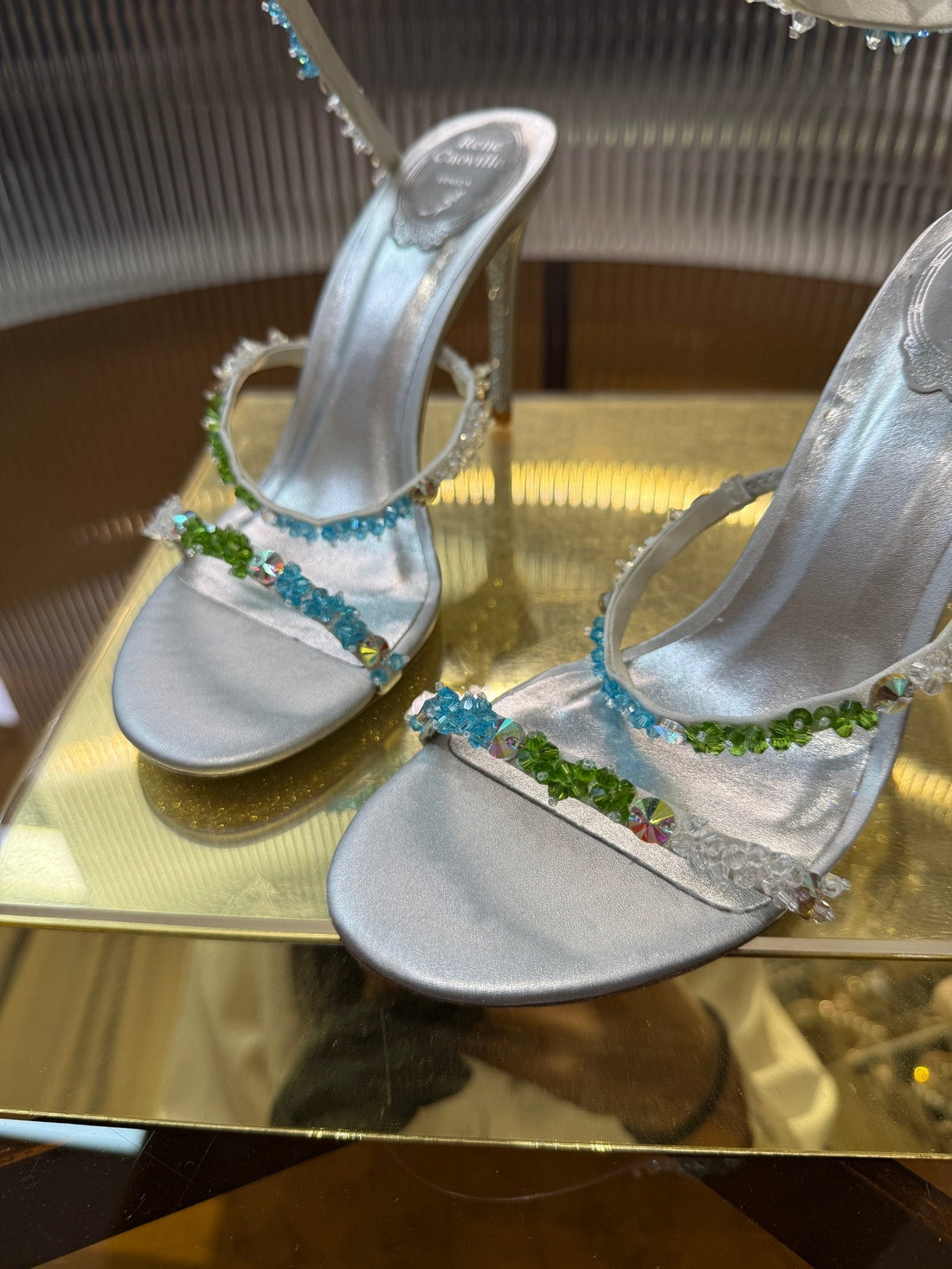 RC 25C Multicolor Diamond Sandals Silver Sheepskin Rhinestone 275782