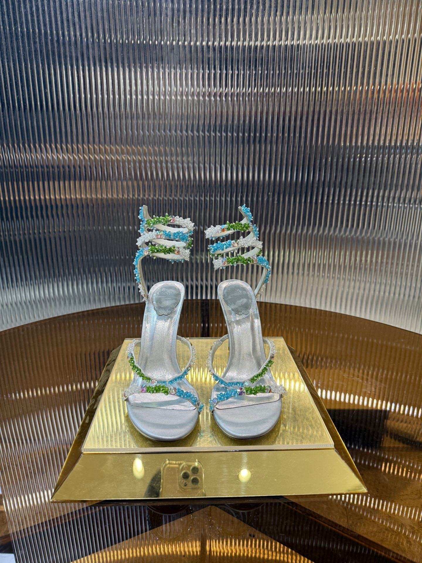 RC 25C Multicolor Diamond Sandals Silver Sheepskin Rhinestone 275782