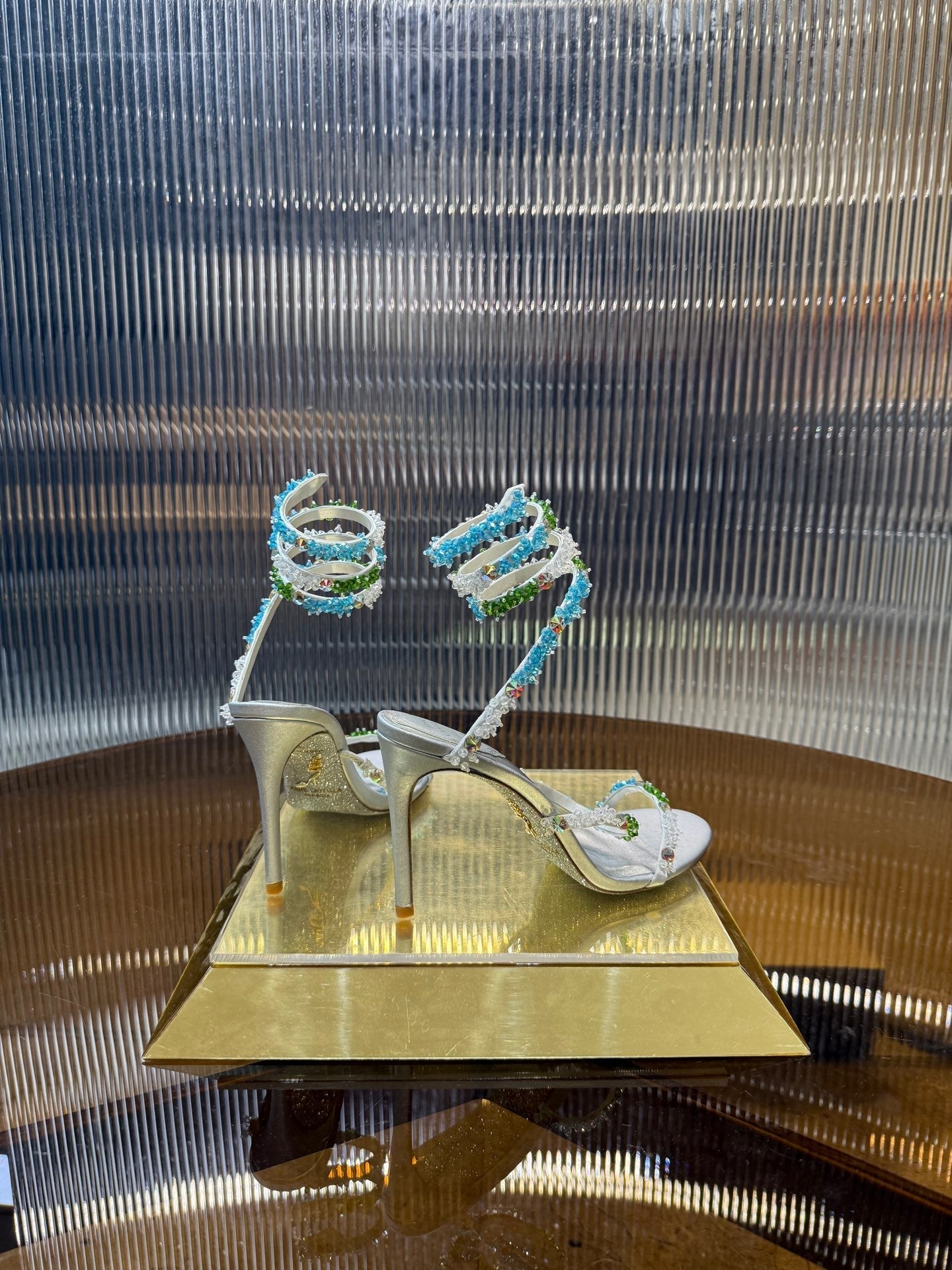 RC 25C Multicolor Diamond Sandals Silver Sheepskin Rhinestone 275782