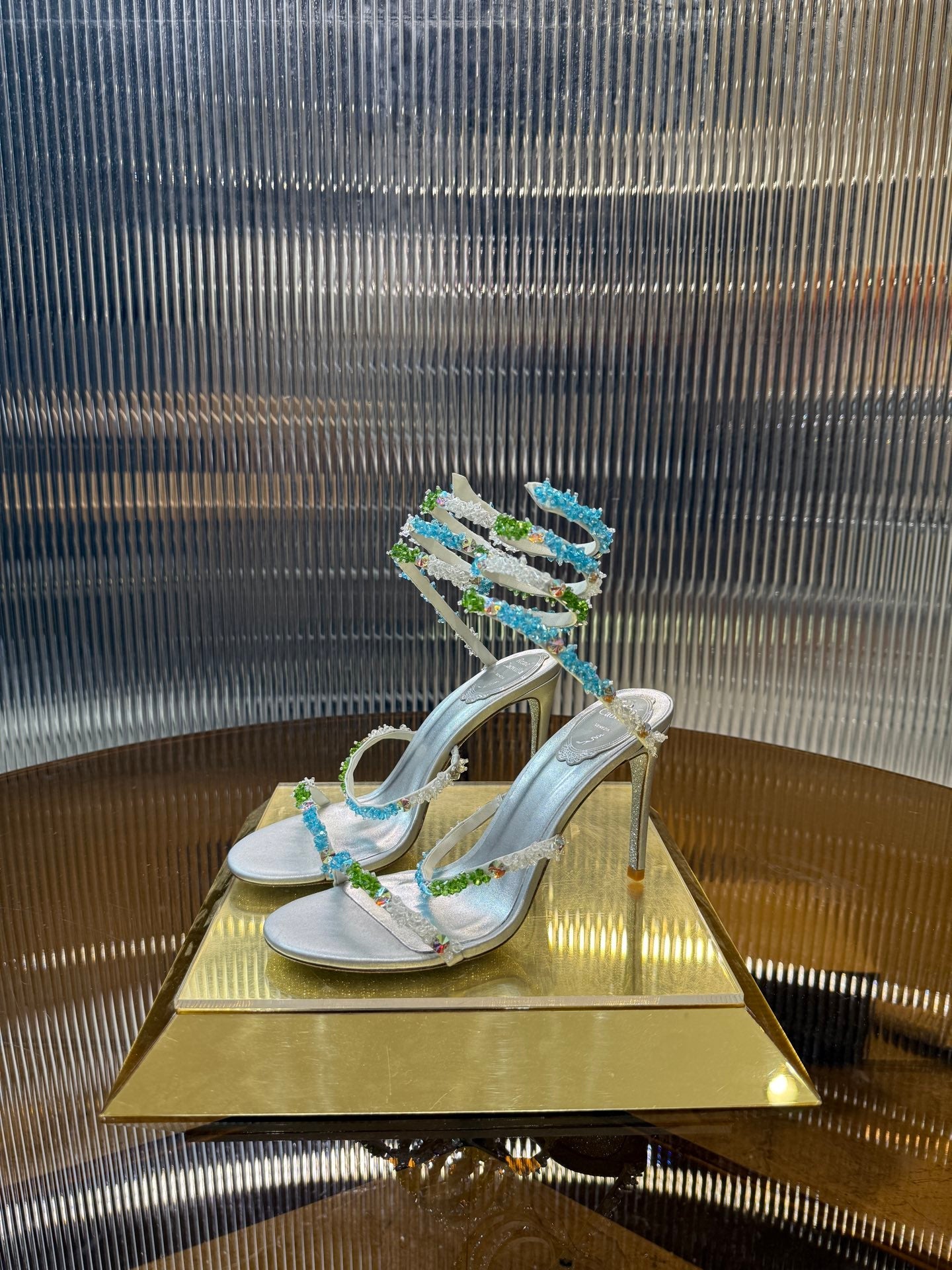 RC 25C Multicolor Diamond Sandals Silver Sheepskin Rhinestone 275782