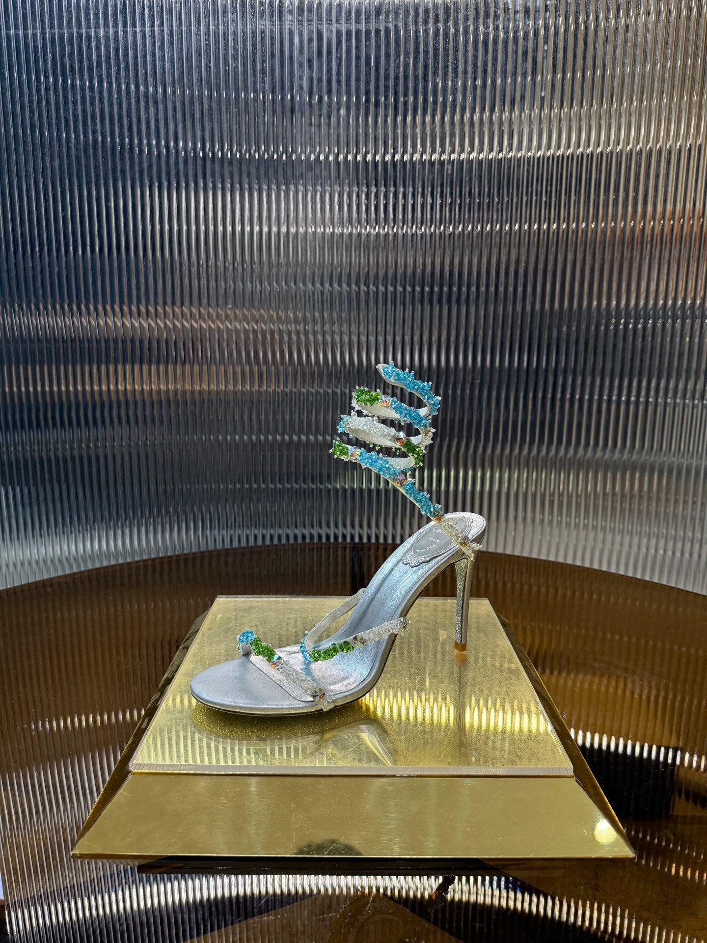 RC 25C Multicolor Diamond Sandals Silver Sheepskin Rhinestone 275782