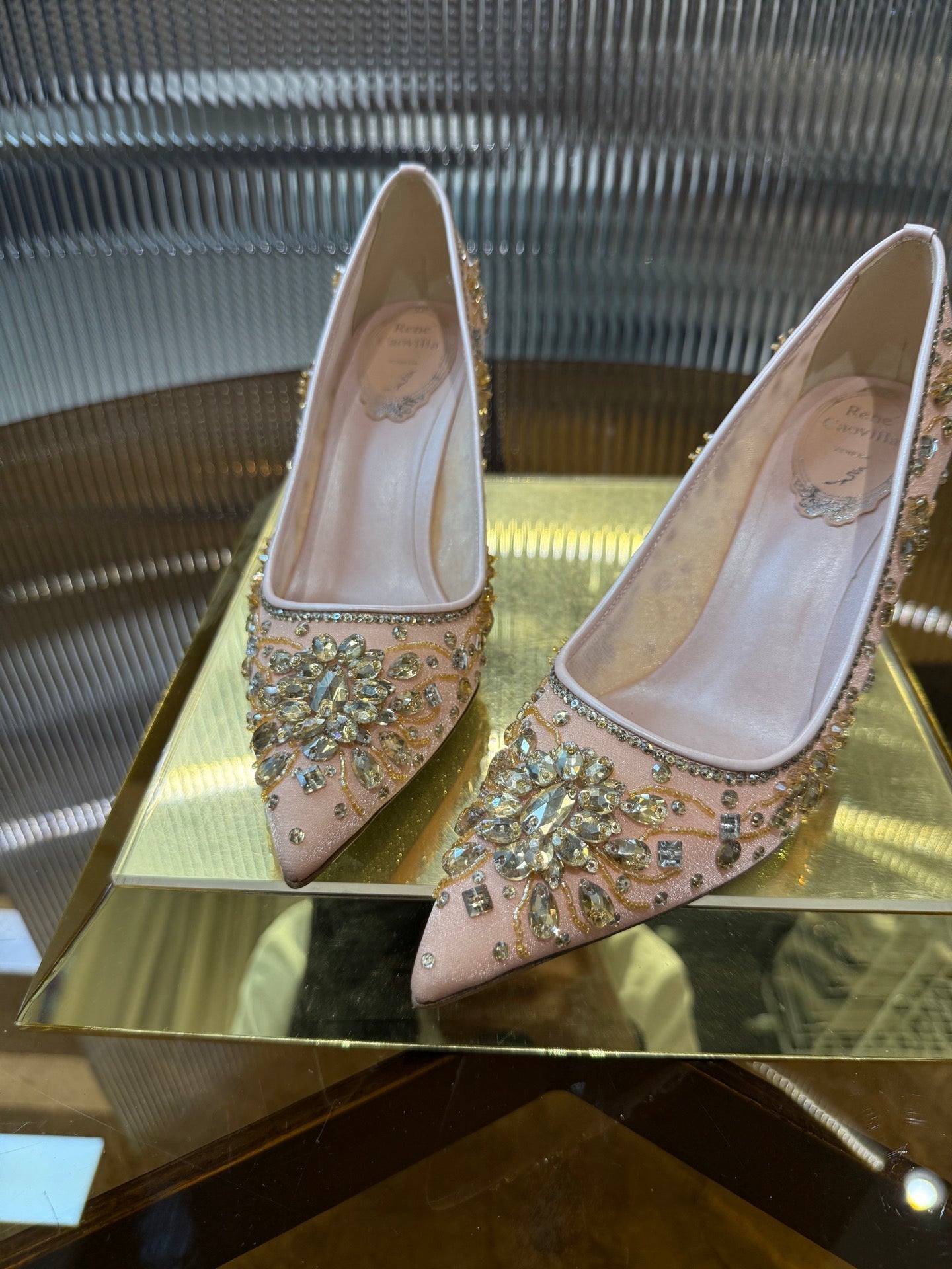 RC 25C Diamond High Heels Wedding Shoes Pink Sheepskin Rhinestone 275791