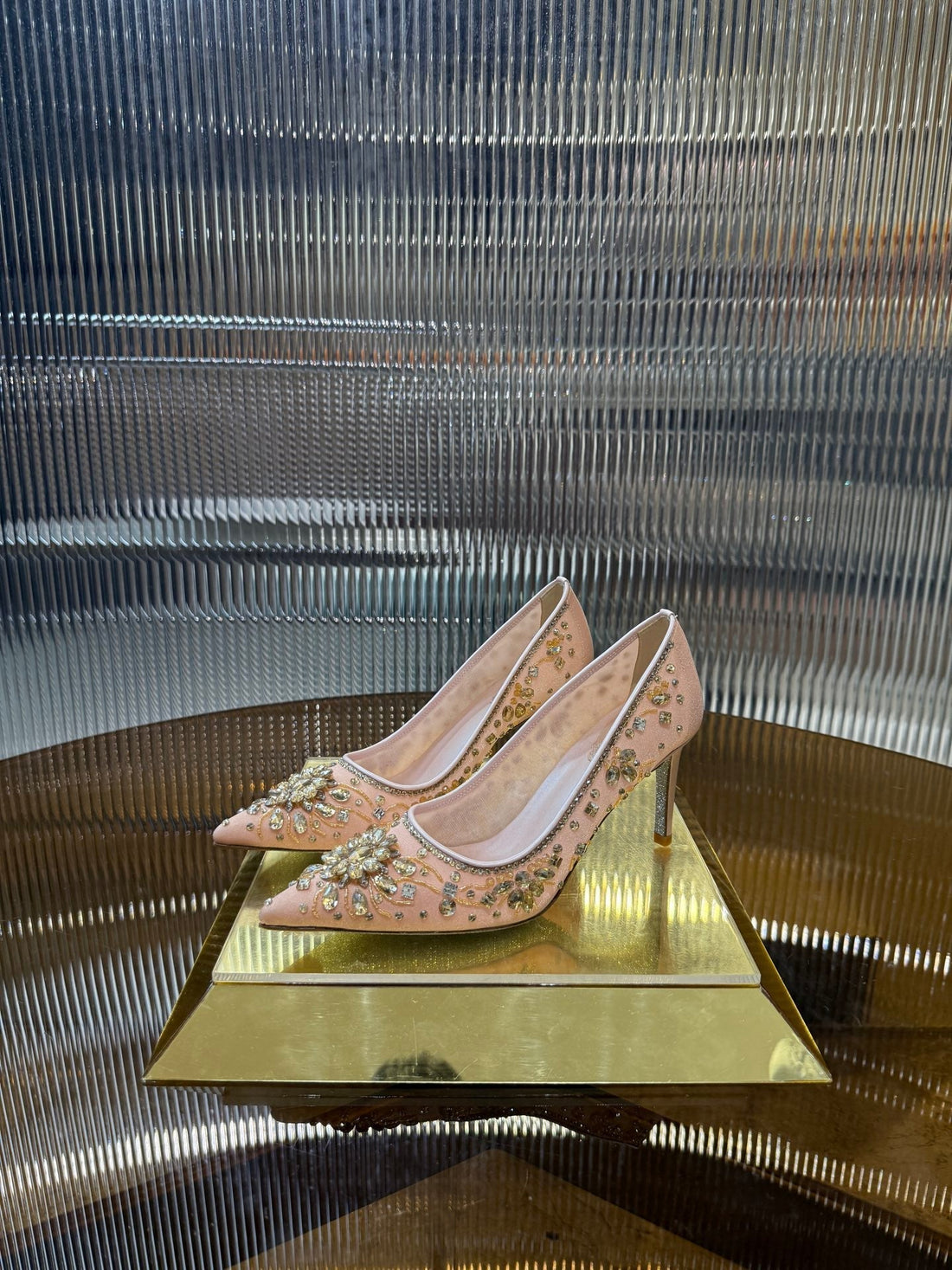 RC 25C Diamond High Heels Wedding Shoes Pink Sheepskin Rhinestone 275791