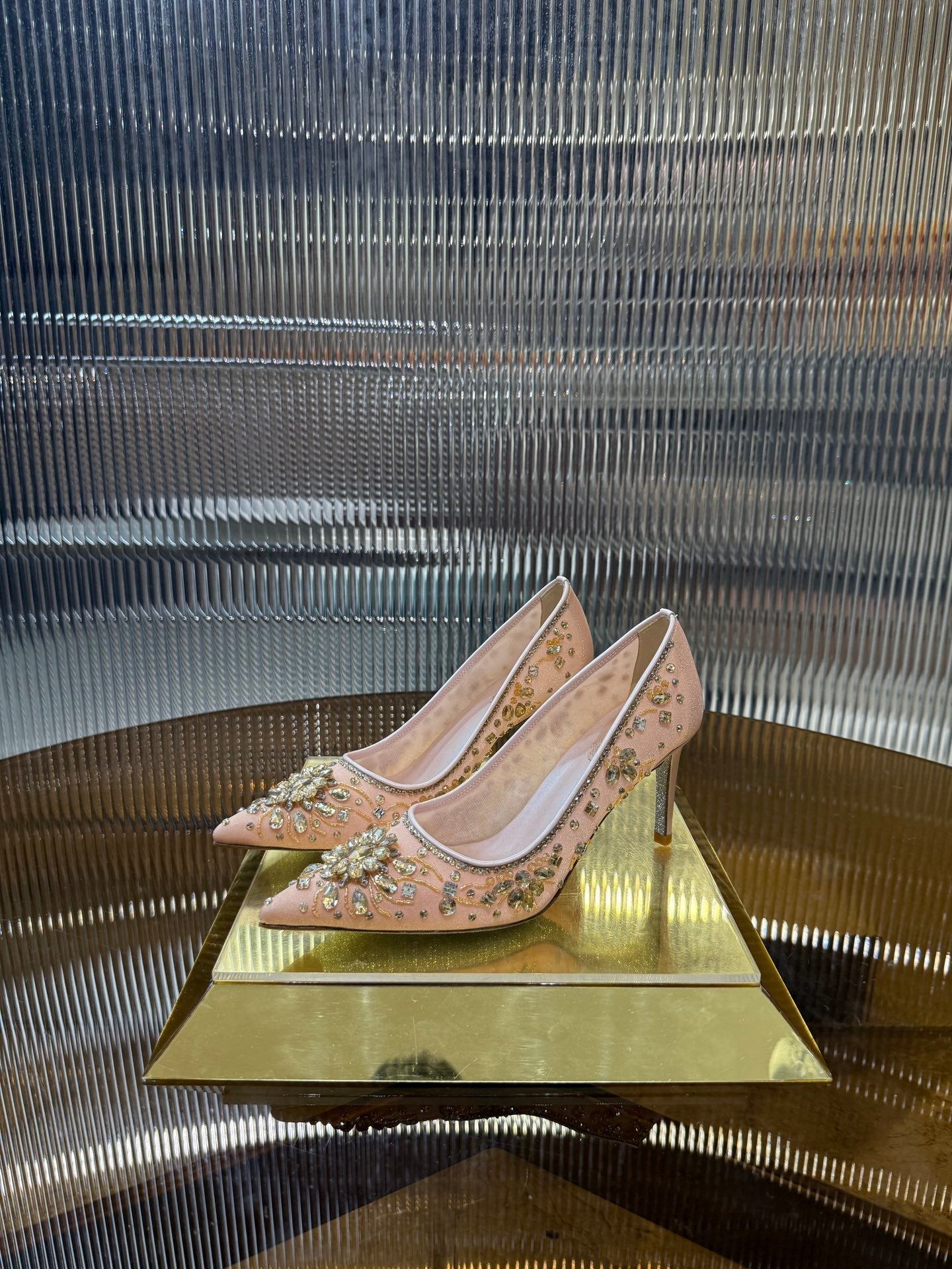 RC 25C Diamond High Heels Wedding Shoes Pink Sheepskin Rhinestone 275791